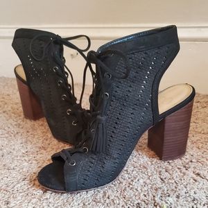 Jessica Simpson Lace-up Peep Toe Chunky Heel